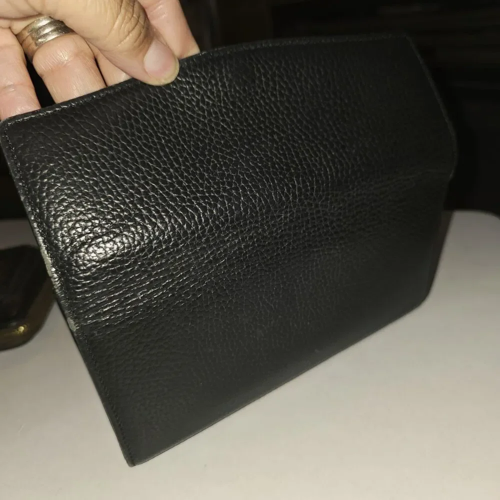 CUYANA Black Pebbled Leather Snap Closure Full Size Minimalist Card Slots Wallet - Picture 8 of 13
